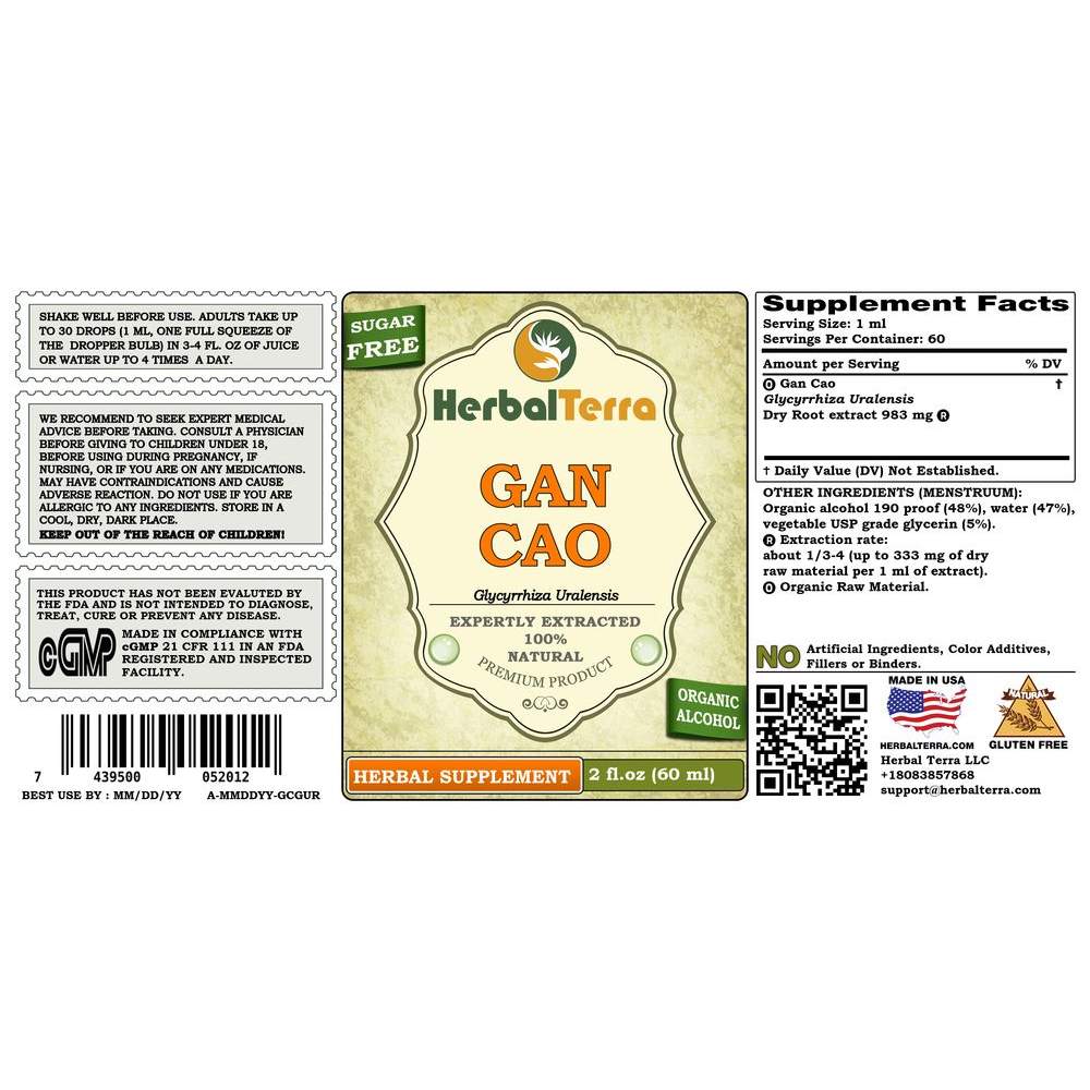 Gan Cao, Liquorice (Glycyrrhiza Uralensis) Tincture, Dried Root Liquid